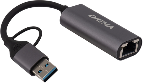 Сетевой адаптер Gigabit Ethernet Digma DLA-GEUC01 USB 3.0 DLA-GEUC01