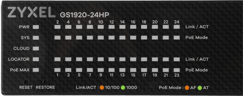 Коммутатор Zyxel GS192024HPV2-EU0101F (L2) 24x1Гбит/с 4xКомбо(1000BASE-T/SFP) 24PoE+ 375W управляемы GS192024HPV2-EU0101F