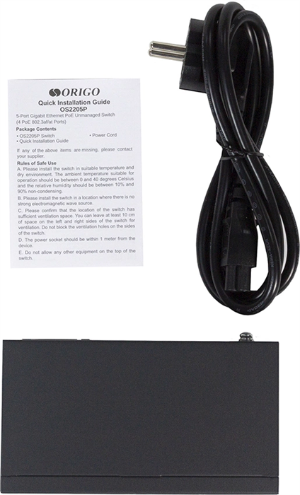 Коммутатор Origo OS2205P/60W OS2205P/60W/A1A (L2) 5x1Гбит/с 4PoE 60W неуправляемый OS2205P/60W/A1A