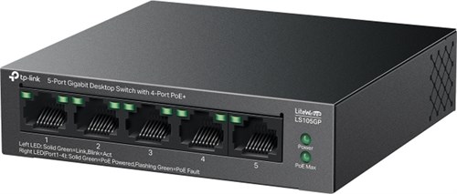 Коммутатор TP-Link LS105GP (L2) 5x1Гбит/с 4PoE 65W неуправляемый LS105GP