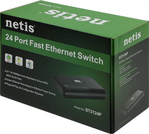 Коммутатор Netis ST3124P (L2) 24x100Мбит/с неуправляемый ST3124P