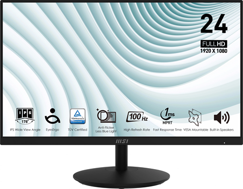 Монитор MSI 23.8" Pro MP242A черный IPS LED 1ms 16:9 HDMI M/M 300cd 178гр/178гр 1920x1080 100Hz VGA  9S6-3PA1CT-205
