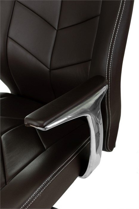 Кресло руководителя Бюрократ _Zen коричневый кожа крестов. алюминий _ZEN/BROWN