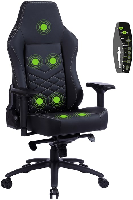 Кресло игровое Cactus CS-CHR-0112BL-M с вибромассажем черный экокожа с подголов. крестов. черный CS-CHR-0112BL-M