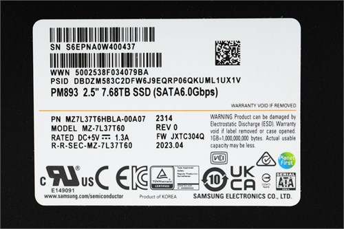 Накопитель SSD Samsung SATA-III 7.68TB MZ7L37T6HBLA-00A07 PM893 2.5" 1 DWPD OEM MZ7L37T6HBLA-00A07