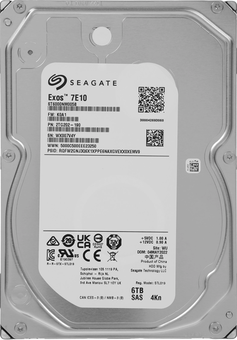 Жесткий диск Seagate SAS 6TB ST6000NM005B Server Exos 7E10 4KN (7200rpm) 256Mb 3.5" ST6000NM005B