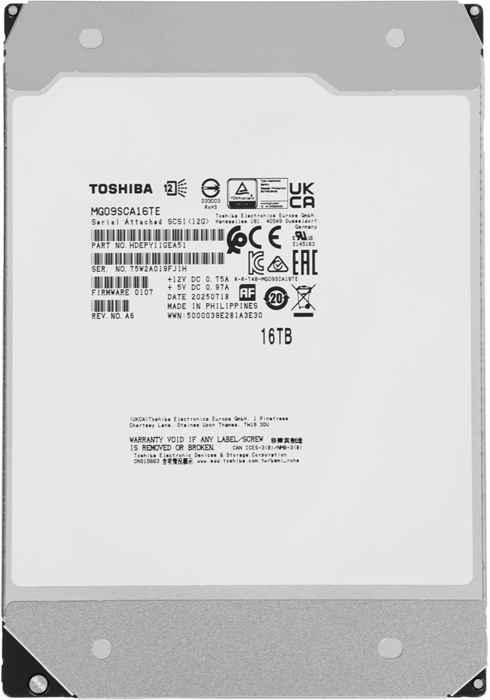 Жесткий диск Toshiba SAS 3.0 16TB MG09SCA16TE Server Enterprise Capacity 512E (7200rpm) 512Mb 3.5" MG09SCA16TE