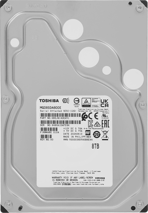 Жесткий диск Toshiba SAS 3.0 8Tb MG08SDA800E Enterprise Capacity (7200rpm) 256Mb 3.5" MG08SDA800E