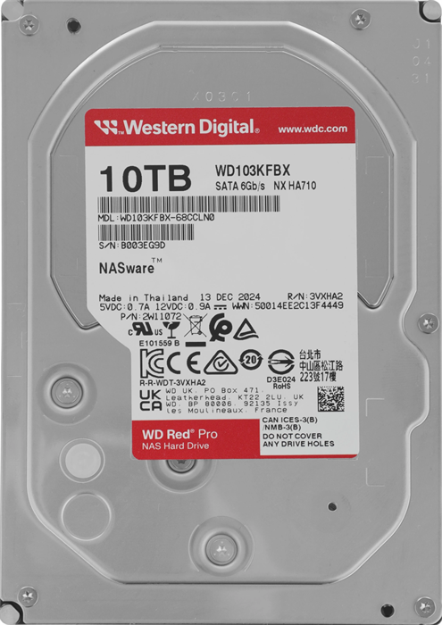 Жесткий диск WD SATA-III 10TB WD103KFBX NAS Red Pro (7200rpm) 512Mb 3.5" WD103KFBX