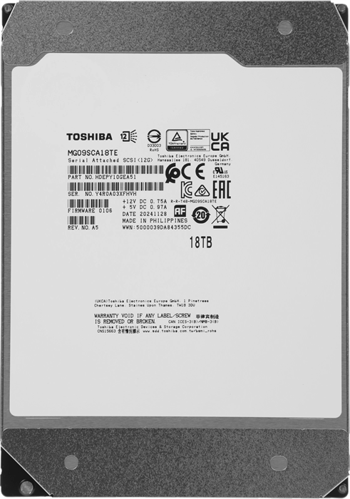 Жесткий диск Toshiba SAS 3.0 18TB MG09SCA18TE Server Enterprise Capacity 512E (7200rpm) 512Mb 3.5" B MG09SCA18TE