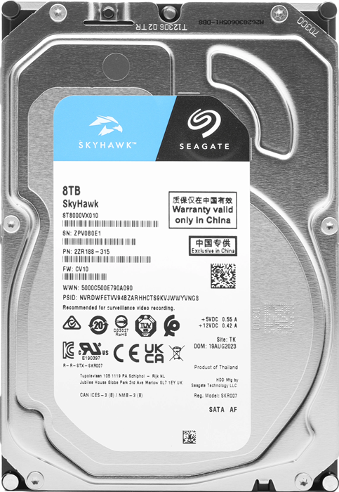 Жесткий диск Seagate SATA-III 8TB ST8000VX010 Surveillance Skyhawk 4KN (5400rpm) 256Mb 3.5" ST8000VX010