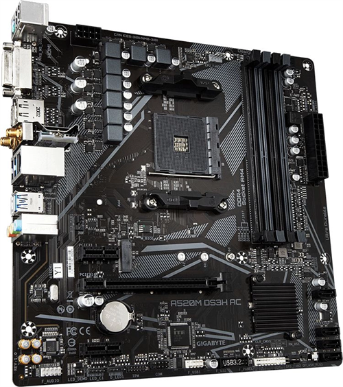 Материнская плата Gigabyte A520M DS3H AC Soc-AM4 AMD A520 4xDDR4 mATX AC`97 8ch(7.1) GbLAN RAID+HDMI A520M DS3H AC