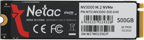 Накопитель SSD Netac PCIe 3.0 x4 500GB NT01NV3000-500-E4X NV3000 M.2 2280 NT01NV3000-500-E4X