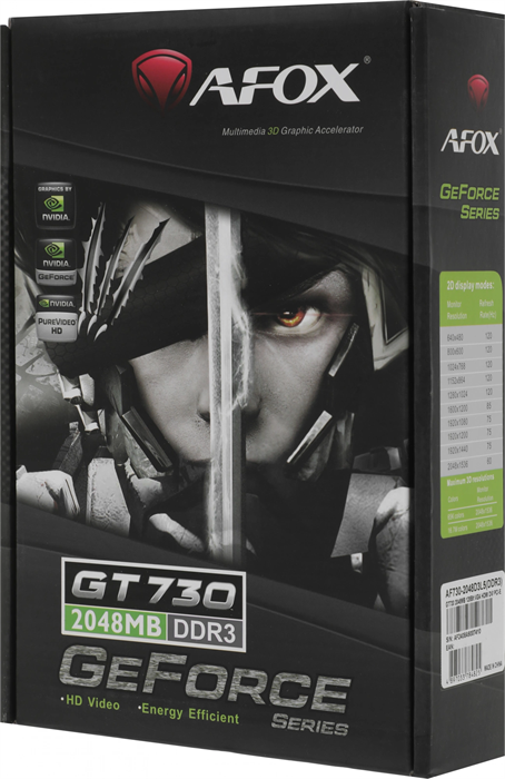 Видеокарта Afox PCI-E 2.0 AF730-2048D3L5 NVIDIA GeForce GT 730 2Gb 64bit GDDR3 900/1333 DVIx1 HDMIx1 AF730-2048D3L5