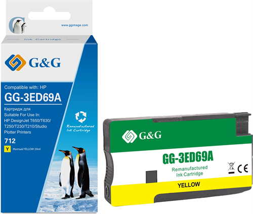 Картридж струйный G&G GG-3ED69A 712 желтый (29мл) для HP DesignJet T650/T630/T250/T230/T210/Studio P GG-3ED69A