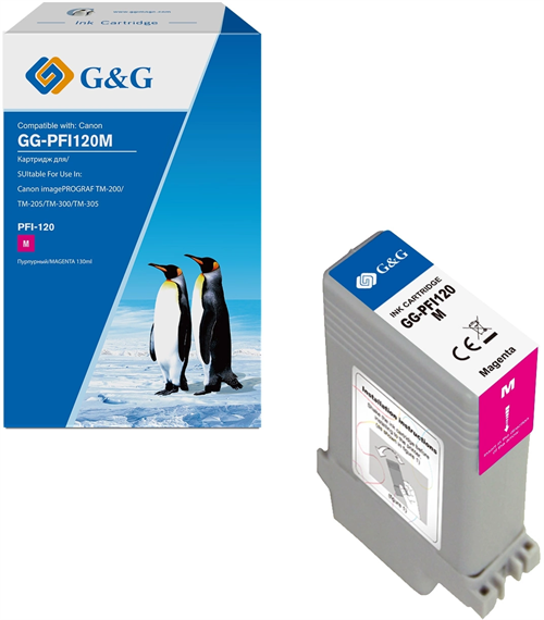 Картридж струйный G&G GG-PFI120M пурп.пигм. (130мл) для Canon imagePROGRAF TM-200/205/300/305/250 GG-PFI120M