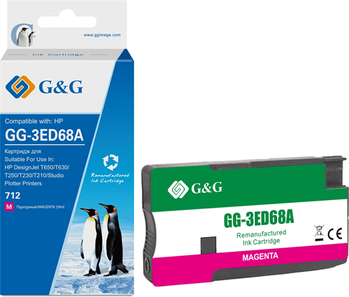 Картридж струйный G&G GG-3ED68A 712 пурпурный (29мл) для HP DesignJet T650/T630/T250/T230/T210/Studi GG-3ED68A