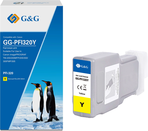 Картридж струйный G&G GG-PFI320Y PFI-320Y желт.пигм. (300мл) для Canon imagePrograf TM-200/200MFP/20 GG-PFI320Y