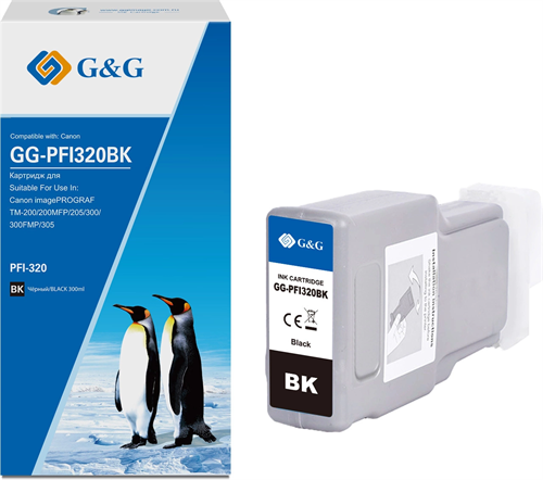 Картридж струйный G&G GG-PFI320BK PFI-320BK черный пигментный (300мл) для Canon imagePrograf TM-200/ GG-PFI320BK