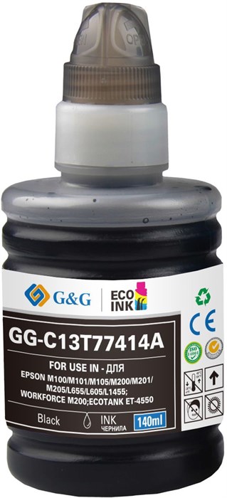 Картридж струйный G&G GG-C13T77414A черный пигментный (140мл) для Epson M100/105/200/205 GG-C13T77414A