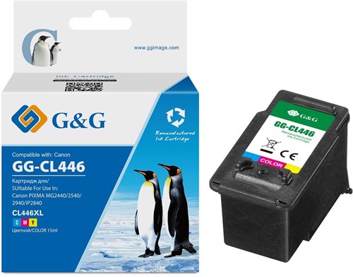 Картридж струйный G&G GG-CL446 многоцветный (15мл) для Canon Pixma MG2440/2540/2940 без чипа GG-CL446