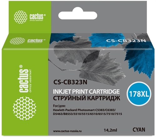 Картридж струйный Cactus CS-CB323N(CS-CB323) №178XL синий (14.6мл) для HP PS B8553/C5383/C6383/D5463 CS-CB323N(CS-CB323)