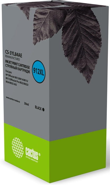 Картридж струйный Cactus CS-3YL84AE 912XL черный (30мл) для HP OfficeJet 8012/8014/8015/8017;OfficeJ CS-3YL84AE