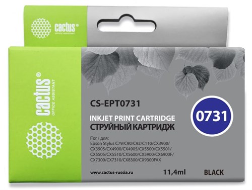 Картридж струйный Cactus CS-EPT0731 T0731 черный (11.4мл) для Epson Stylus С79/C110/СХ3900/CX4900/CX CS-EPT0731
