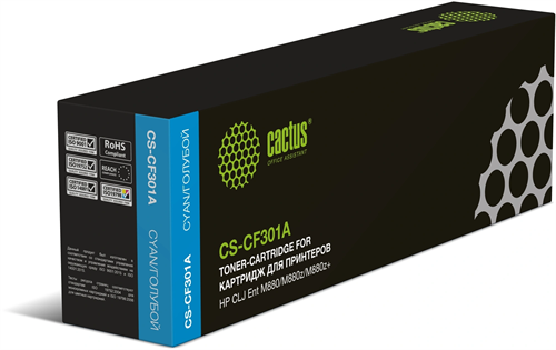 Картридж лазерный Cactus CS-CF301A CF301A голубой (32000стр.) для HP CLJ Ent M880/M880z/M880z+ CS-CF301A