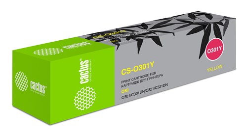 Картридж лазерный Cactus 44973541 CS-O301Y 44973541 желтый (1500стр.) для Oki C301/321 CS-O301Y