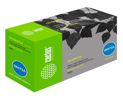 Картридж лазерный Cactus CS-Q6472A Q6472A желтый (4000стр.) для HP CLJ CP3505/3600/3800 CS-Q6472A
