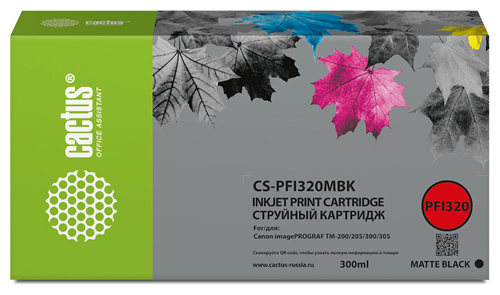 Картридж струйный Cactus CS-PFI320MBK PFI-320 MBK черный матовый (300мл) для Canon imagePROGRAF TM-2 CS-PFI320MBK