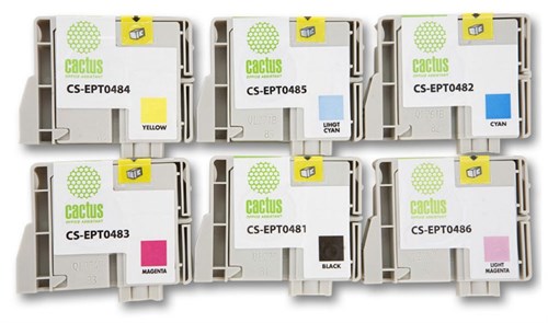 Картридж струйный Cactus CS-EPT0487 T0487 черный/голубой/пурпурный/желтый/светло-голубой/светло-пурп CS-EPT0487
