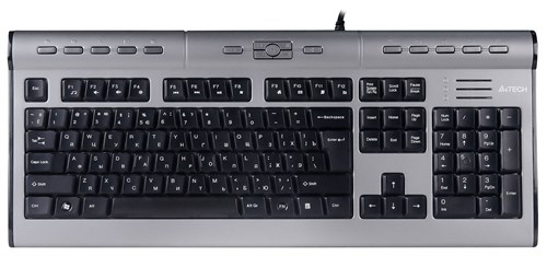 Клавиатура A4Tech KLS-7MUU серебристый/черный USB slim Multimedia (KLS-7MUU USB) кабель 1.5м KLS-7MUU USB