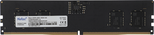Память DDR5 16GB 4800MHz Netac NTBSD5P48SP-16 Basic RTL Gaming PC5-38400 CL40 DIMM 288-pin 1.1В Inte NTBSD5P48SP-16