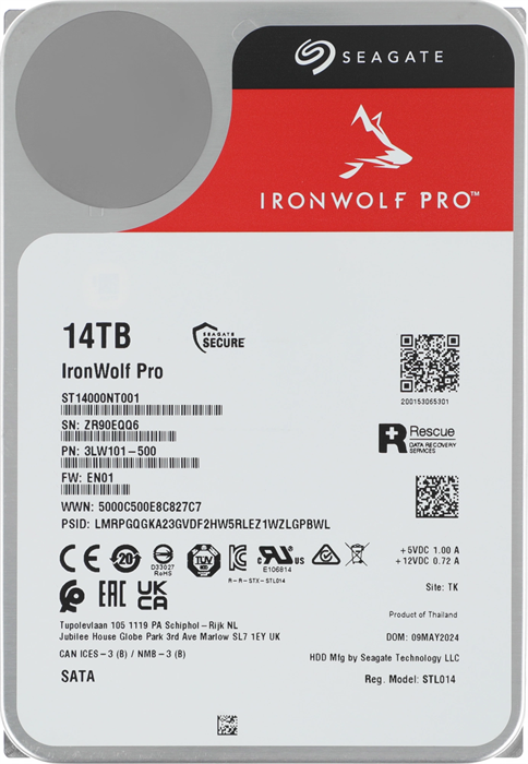 Жесткий диск Seagate SATA-III 14TB ST14000NT001 NAS Ironwolf Pro 512E (7200rpm) 256Mb 3.5" ST14000NT001