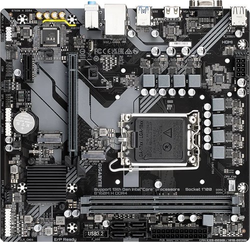 Материнская плата Gigabyte B760M H DDR4 Soc-1700 Intel B760 2xDDR4 mATX AC`97 8ch(7.1) GbLAN RAID+VG B760M H DDR4