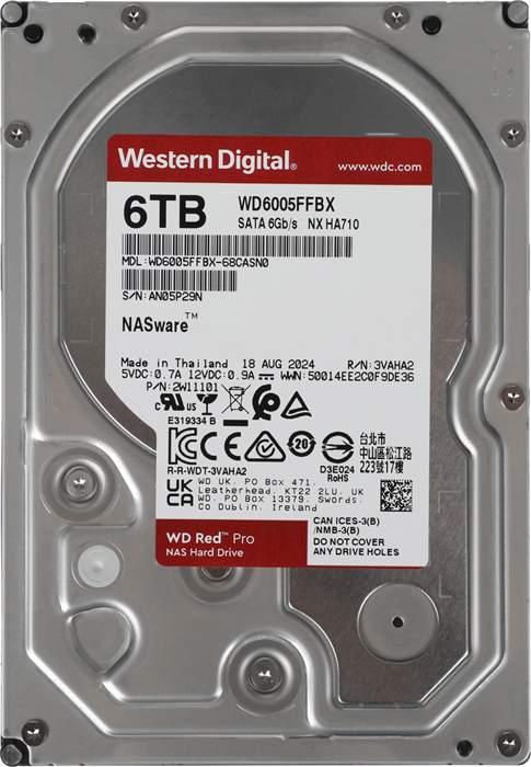 Жесткий диск WD SATA-III 6TB WD6005FFBX NAS Red Pro (7200rpm) 256Mb 3.5" WD6005FFBX