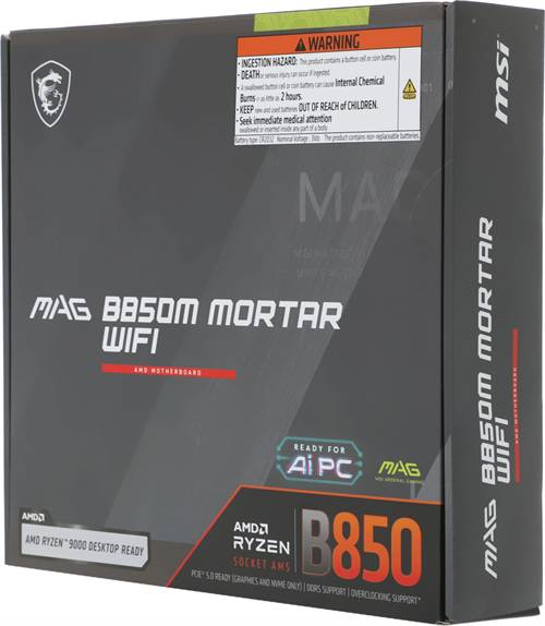 Материнская плата MSI MAG B850M MORTAR WIFI Socket AM5 AMD B850 4xDDR5 mATX AC`97 8ch(7.1) 5Gigabit  MAG B850M MORTAR WIFI