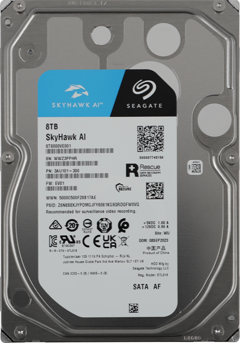 Жесткий диск Seagate SATA-III 8TB ST8000VE001 Surveillance SkyHawkAI 512E (7200rpm) 256Mb 3.5" ST8000VE001
