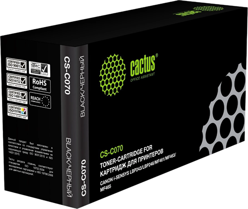 Картридж лазерный Cactus CS-C070 070 черный (3000стр.) для Canon i-SENSYS LBP243/LBP246/MF461/MF463/ CS-C070