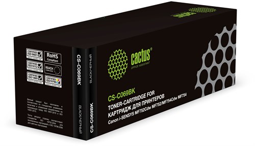 Картридж лазерный Cactus CS-C069BK 069 черный (1900стр.) для Canon i-SENSYS MF752Cdw MF752/MF754Cdw  CS-C069BK
