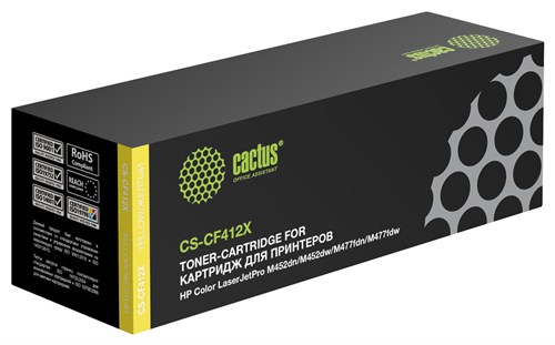 Картридж лазерный Cactus CS-CF412X CF412X желтый (5000стр.) для HP CLJ Pro M452dn/ M452dw/M477fdn/M4 CS-CF412X