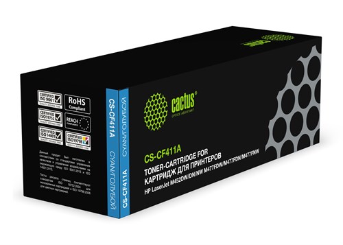 Картридж лазерный Cactus CS-CF411A CF411A голубой (2300стр.) для HP LJ M452DW/DN/NW/M477FDW/M477FDN/ CS-CF411A