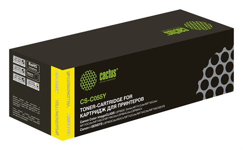 Картридж лазерный Cactus CS-C055Y 055 Y желтый (2100стр.) для Canon LBP663Cdw, LBP664Cx, MF746Cx, MF CS-C055Y