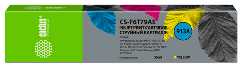 Картридж струйный Cactus CS-F6T79AE 913A желт.пигм. (55мл) для HP PW 352dw/377dw/Pro 477dw/452dw с ч CS-F6T79AE