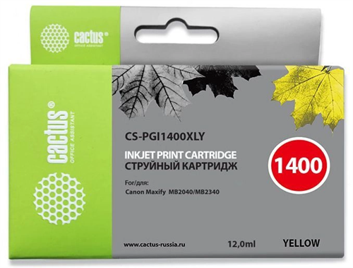 Картридж струйный Cactus CS-PGI1400XLY PGI-1400 желт.пигм. (12мл) для Canon MB2050/MB2350/MB2040/MB2 CS-PGI1400XLY