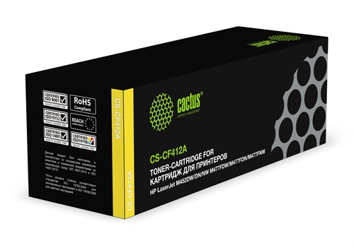 Картридж лазерный Cactus CS-CF412A CF412A желтый (2300стр.) для HP LJ M452DW/DN/NW/M477FDW/M477FDN/M CS-CF412A