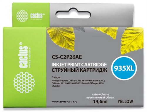 Картридж струйный Cactus CS-C2P26AE №935XL желтый (14.6мл) для HP OJ Pro 6230/6830 с чипом CS-C2P26AE