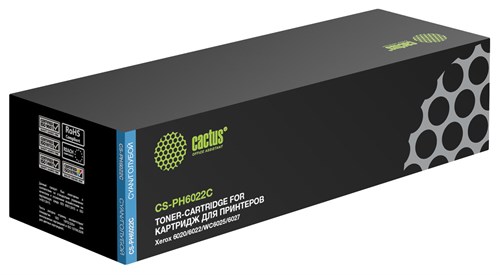 Картридж лазерный Cactus CS-PH6022C 106R02760 голубой (1000стр.) для Xerox Phaser 6020/6022/WC6025/6 CS-PH6022C